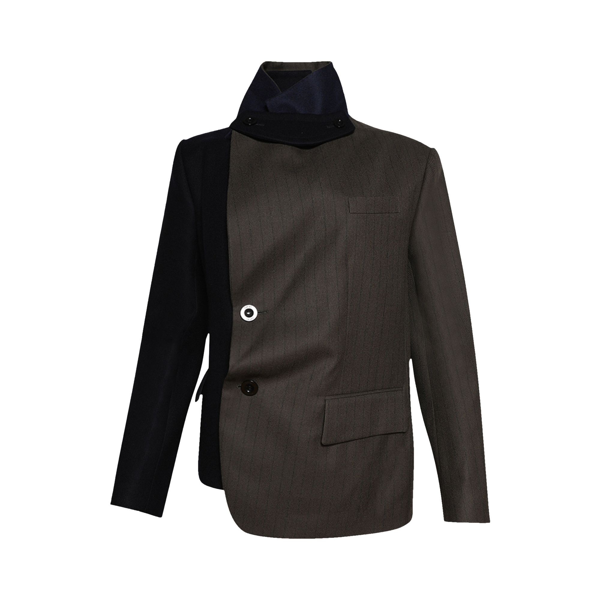 Sacai Chalk Stripe x Wool Melton Jacket 'Khaki/Navy' - 1