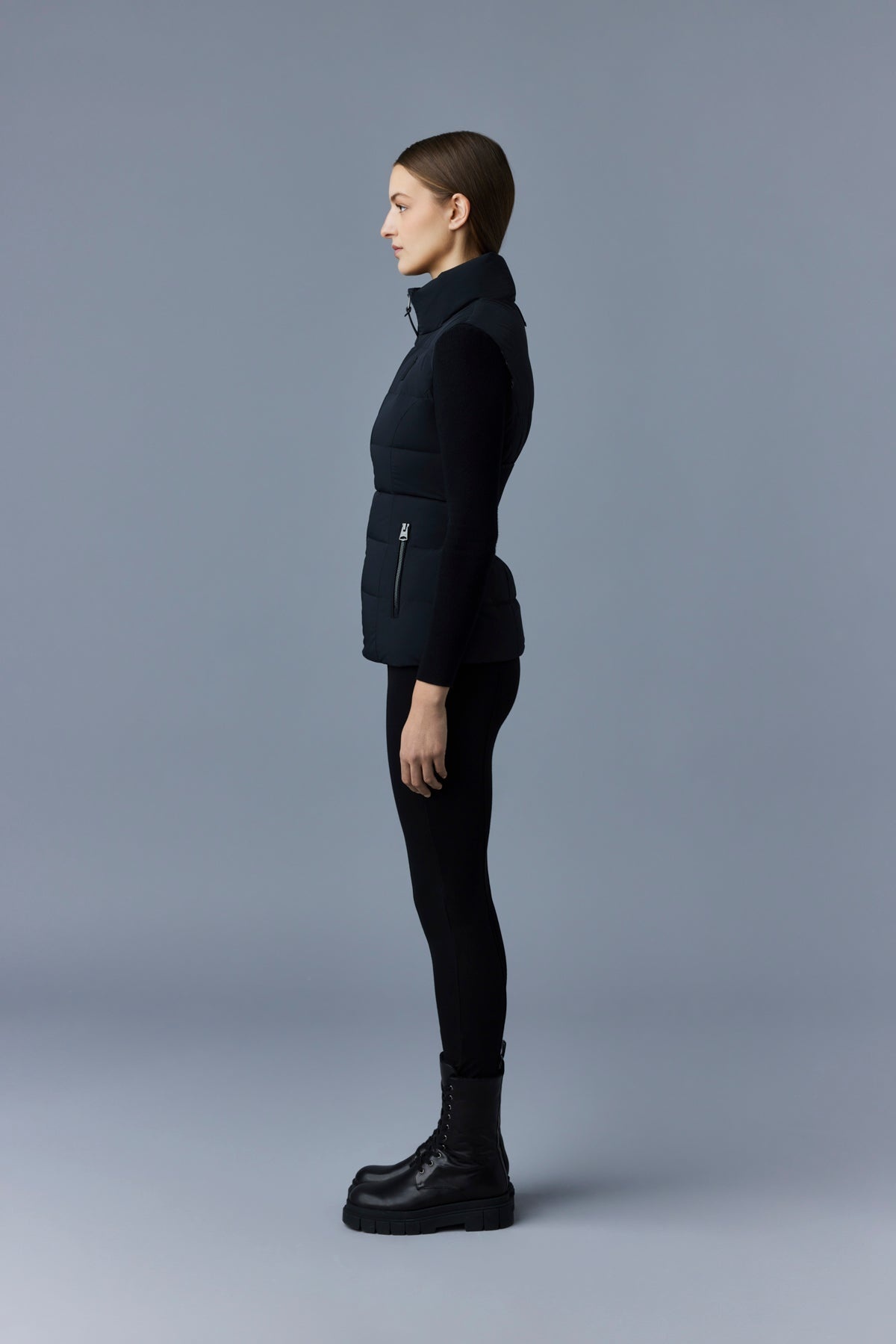 GISELA Stretch light down vest with stand collar - 3