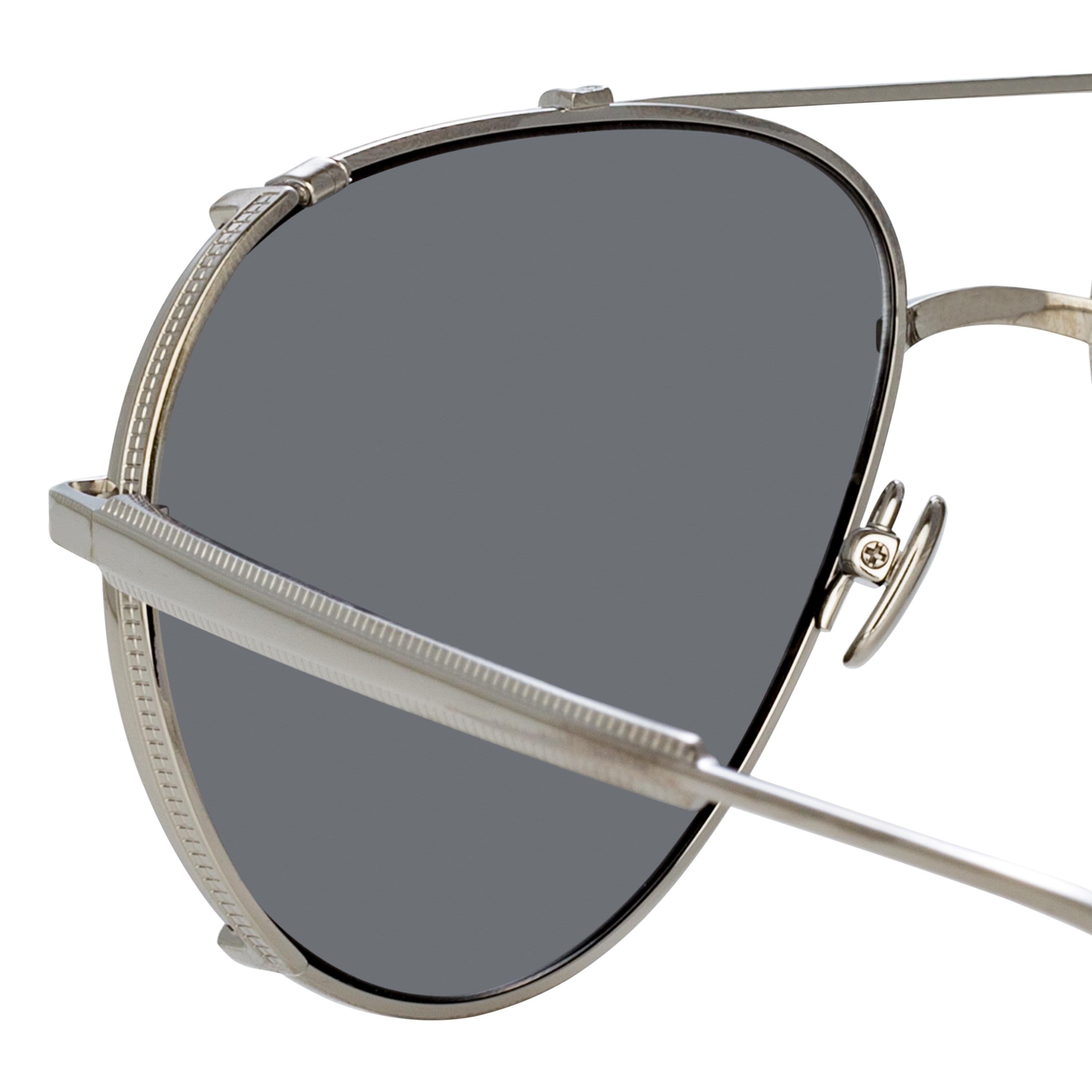 NEWMAN AVIATOR SUNGLASSES IN WHITE GOLD - 4