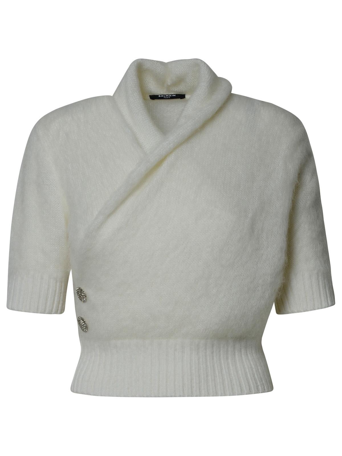 Balmain White Virgin Wool Blend Sweater - 1