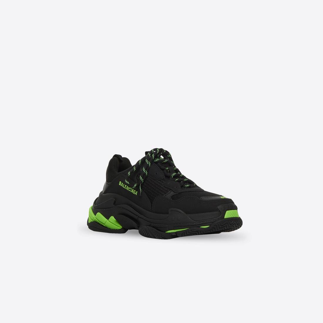 Men's Triple S in Black/fluo Green - 4