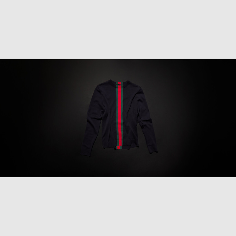 GUCCI Knit cotton sweater with Web intarsia outlook