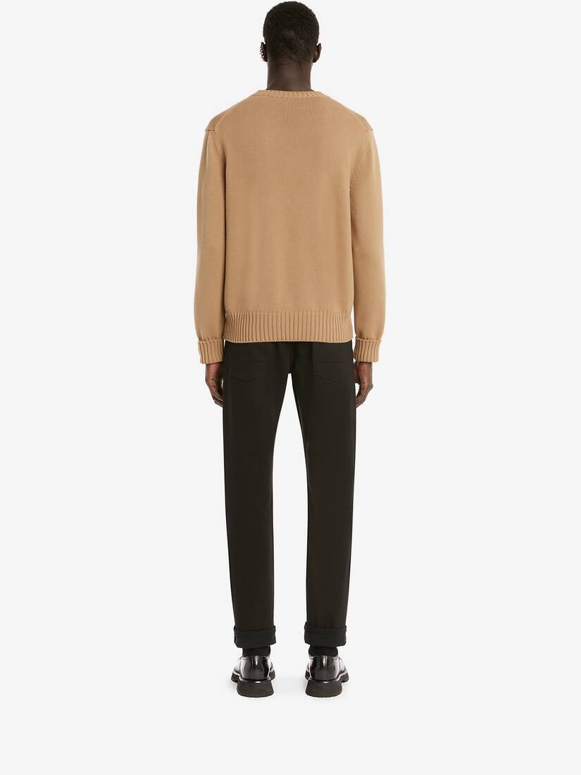 Mcqueen Graffiti Crew Neck Jumper in Black/beige - 4