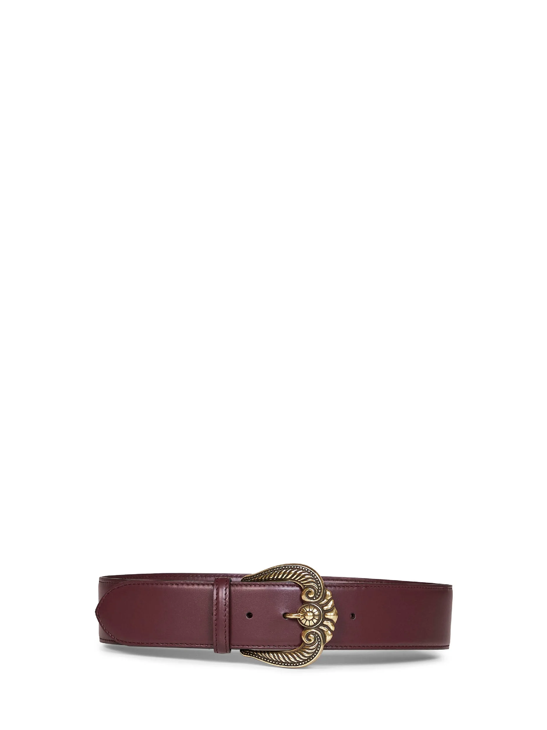 Burgundy leather belt with Paisley buckle - 1