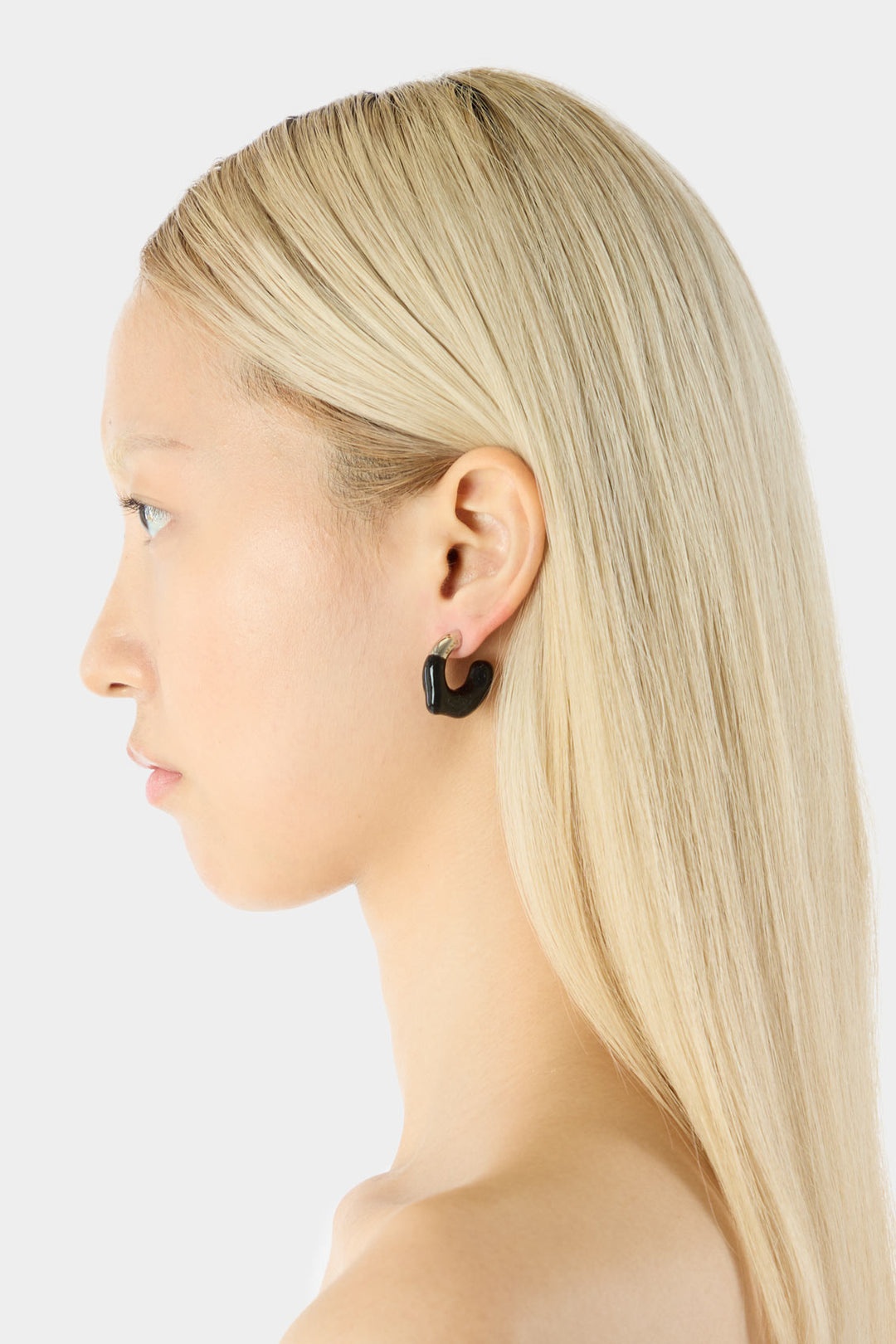 MINI RUBBERIZED EARRINGS SILVER / black - 3