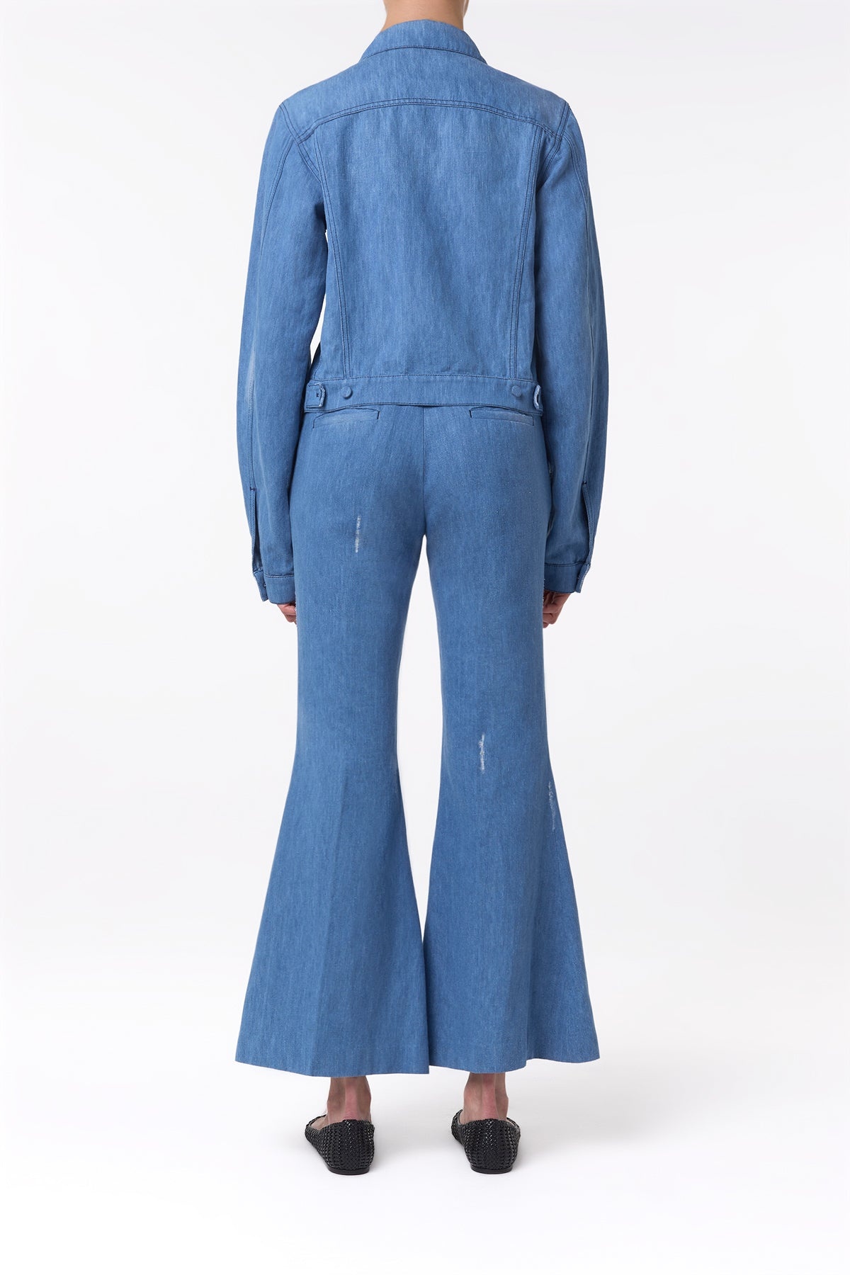 Roland Jacket in Light Blue Recycled Cotton Linen Denim - 5