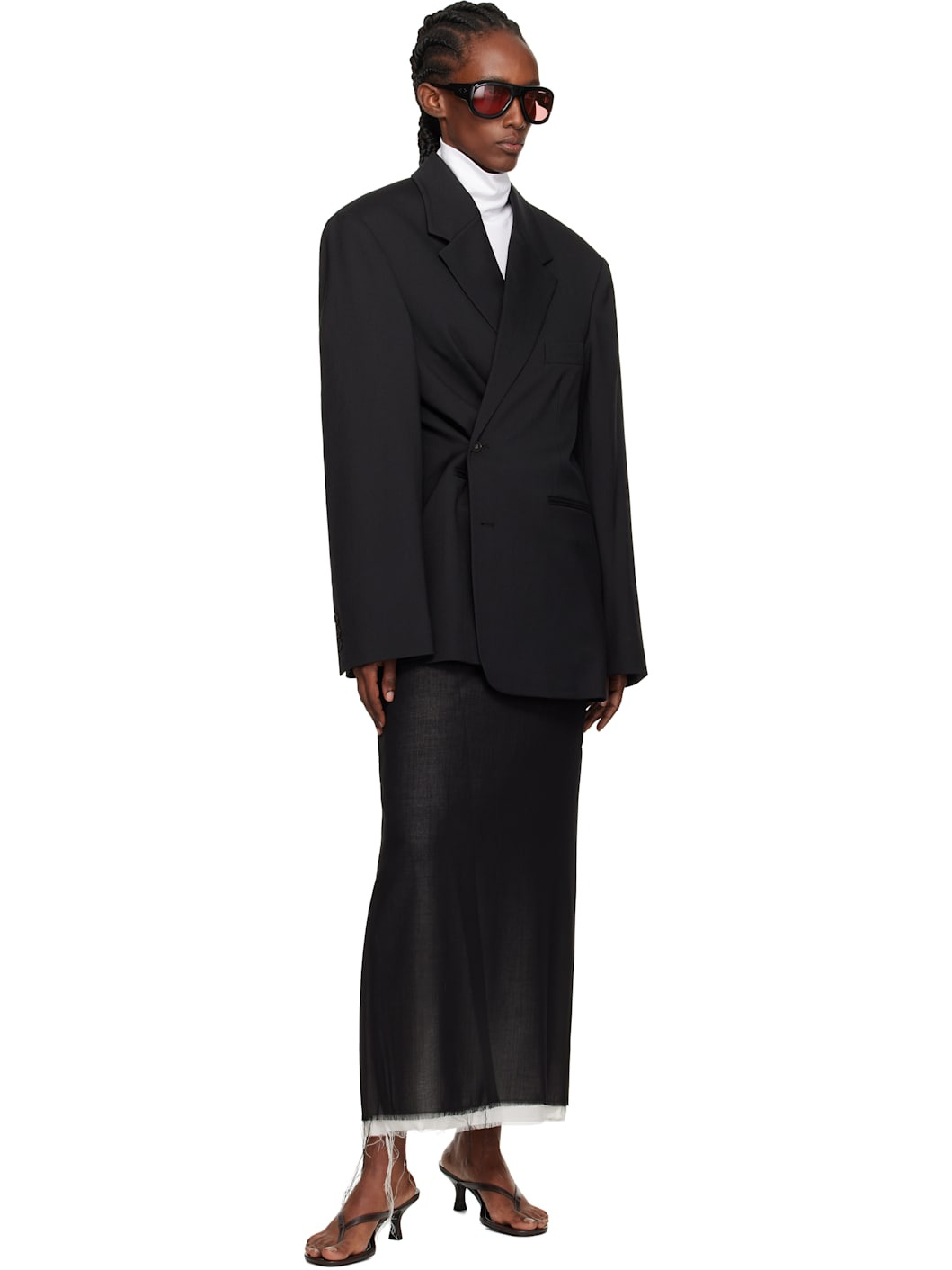 Black Crosby Wrap Blazer - 4