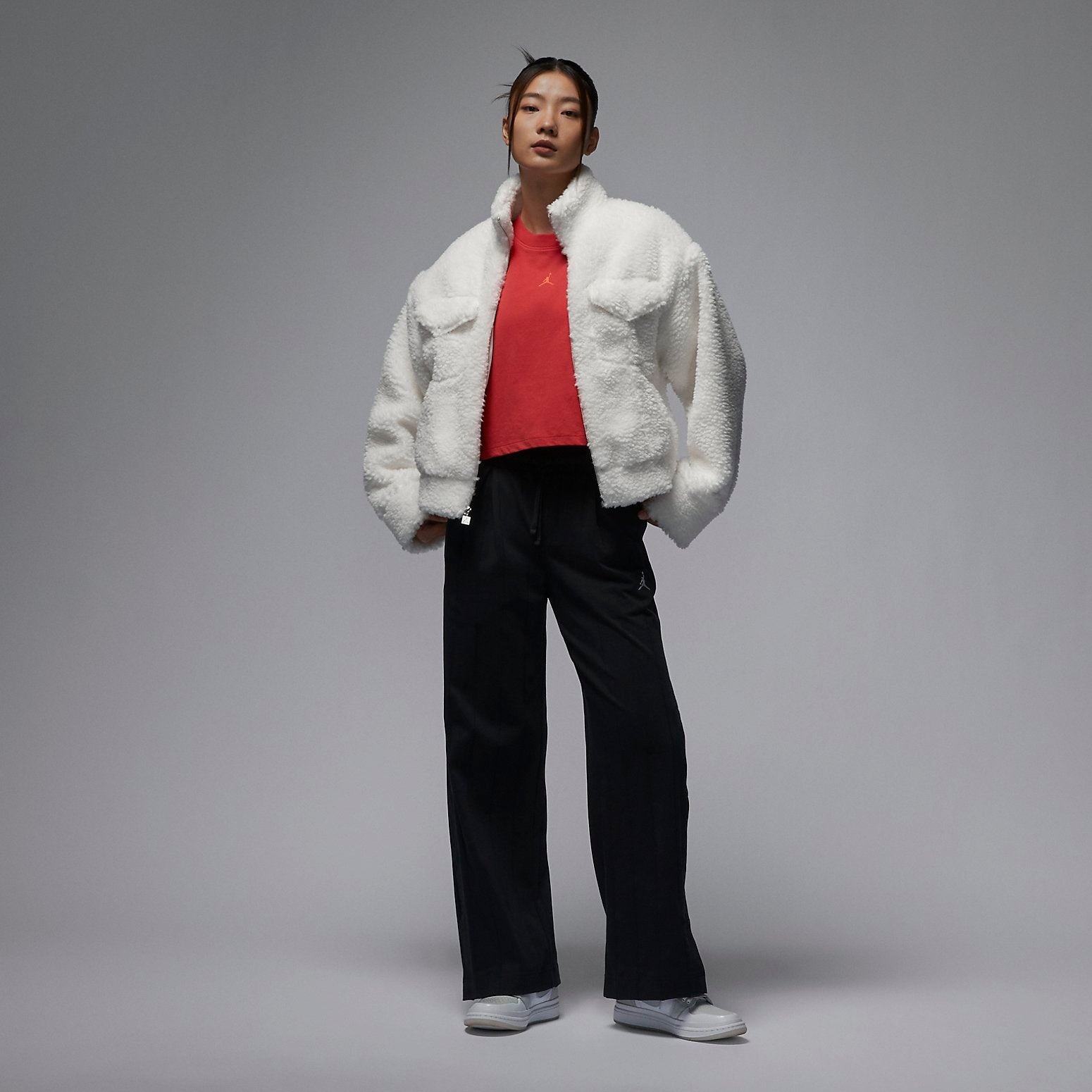 (WMNS) Air Jordan Fuzzy High Pile Fleece Jacket Asia Sizing 'Sail' FD7169-133 - 6