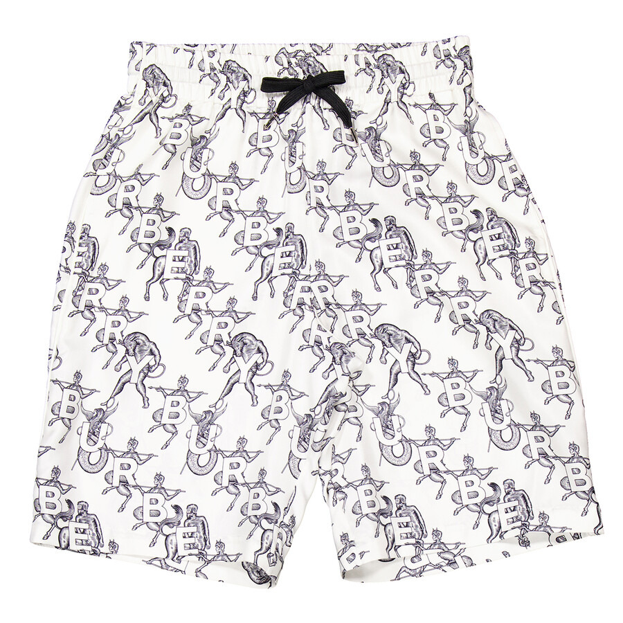 Burberry White Ip Pattern Bradeston Silk Shorts, Size XX-Small - 5