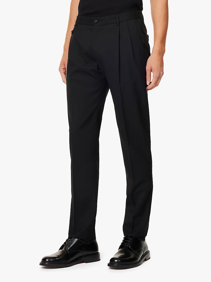 Regular-fit tapered-leg wool-blend twill trousers - 3