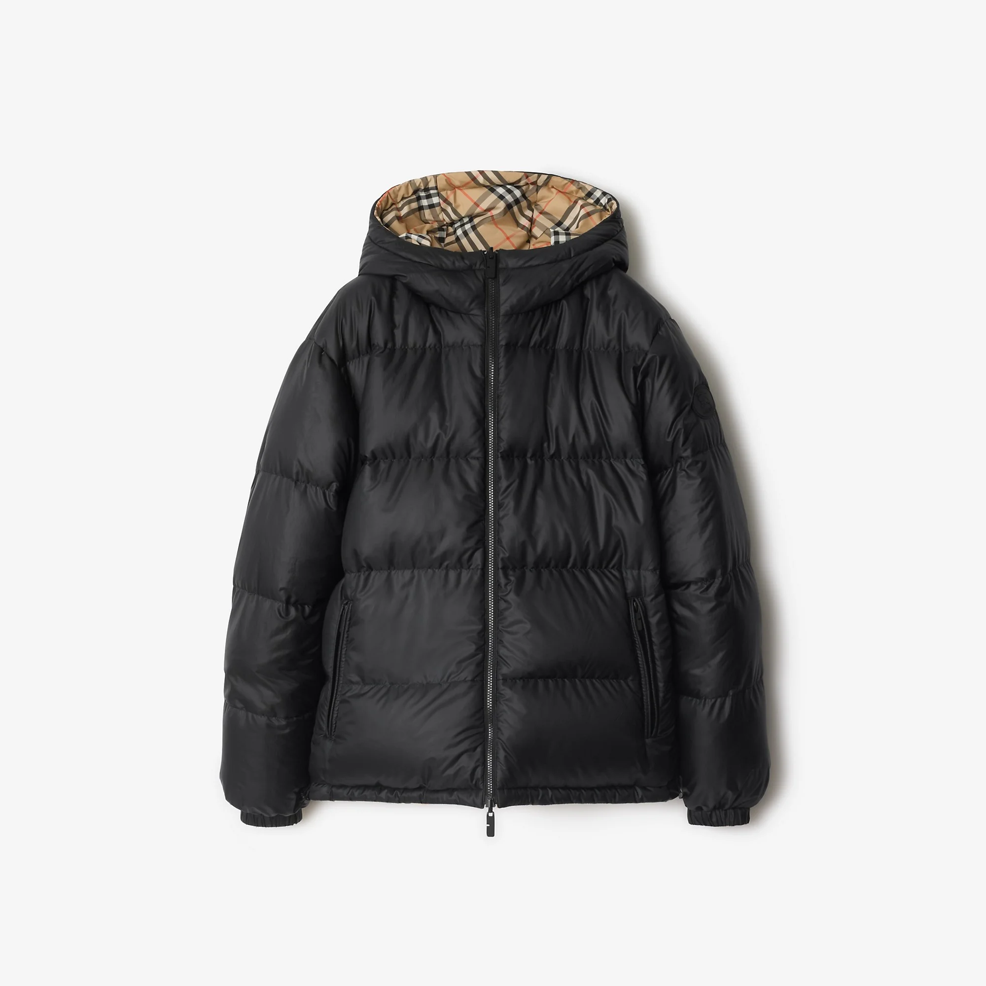Reversible Check Hooded Puffer Jacket - 1
