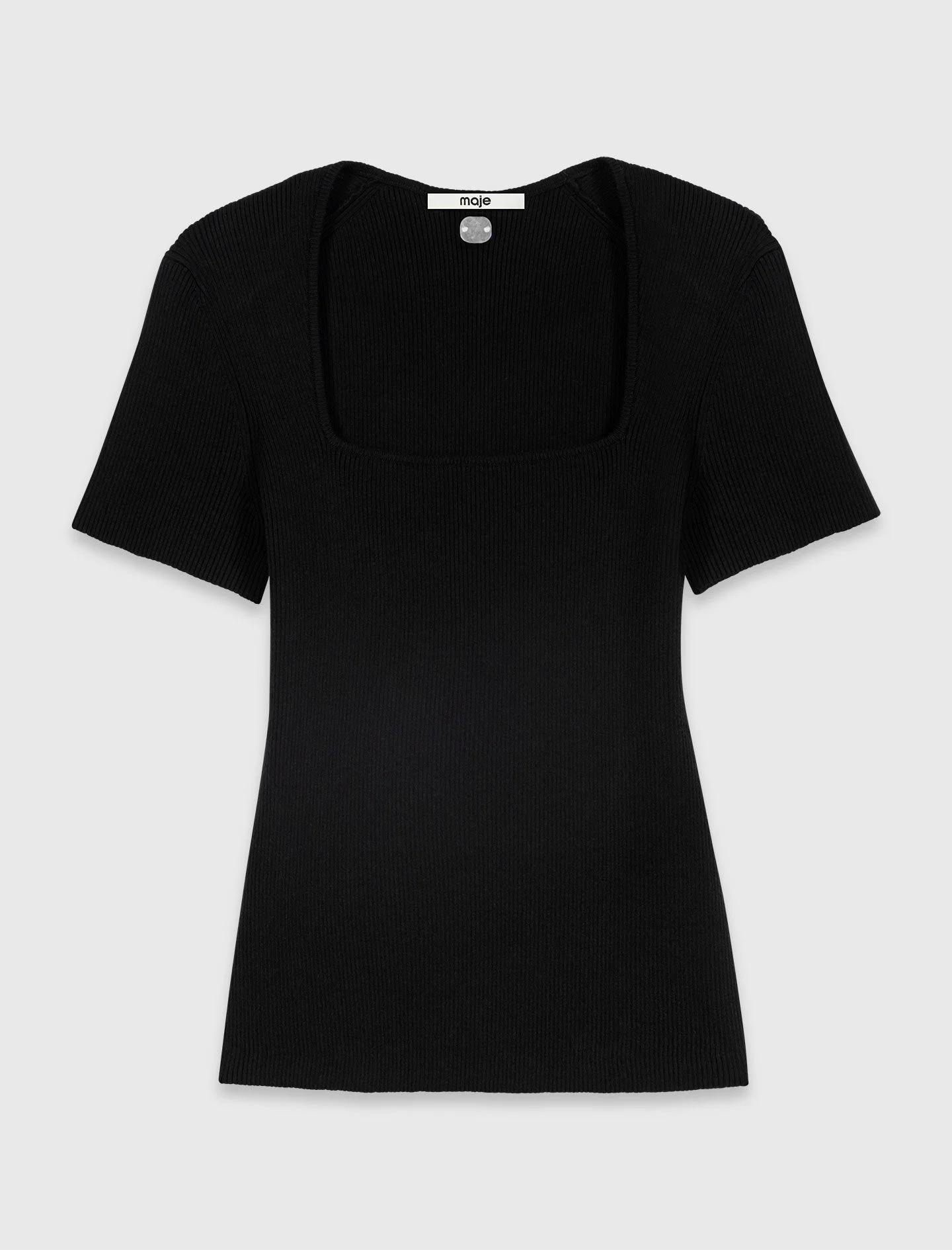Square-neck ribbed sweater - 1