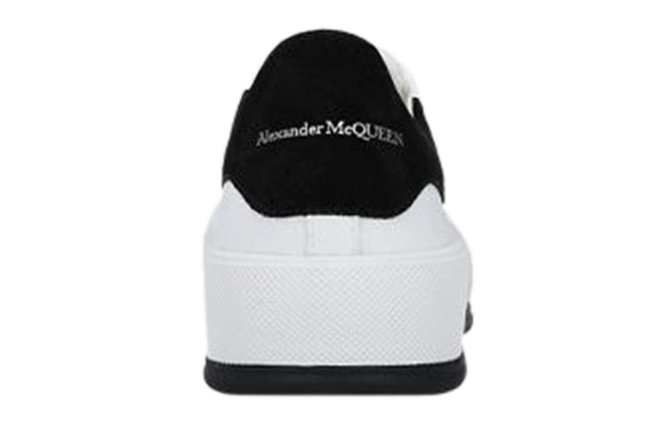 Alexander McQueen Deck Skate Plimsoll Lace Up 'White Black Suede' 654594W4MV79061 - 4