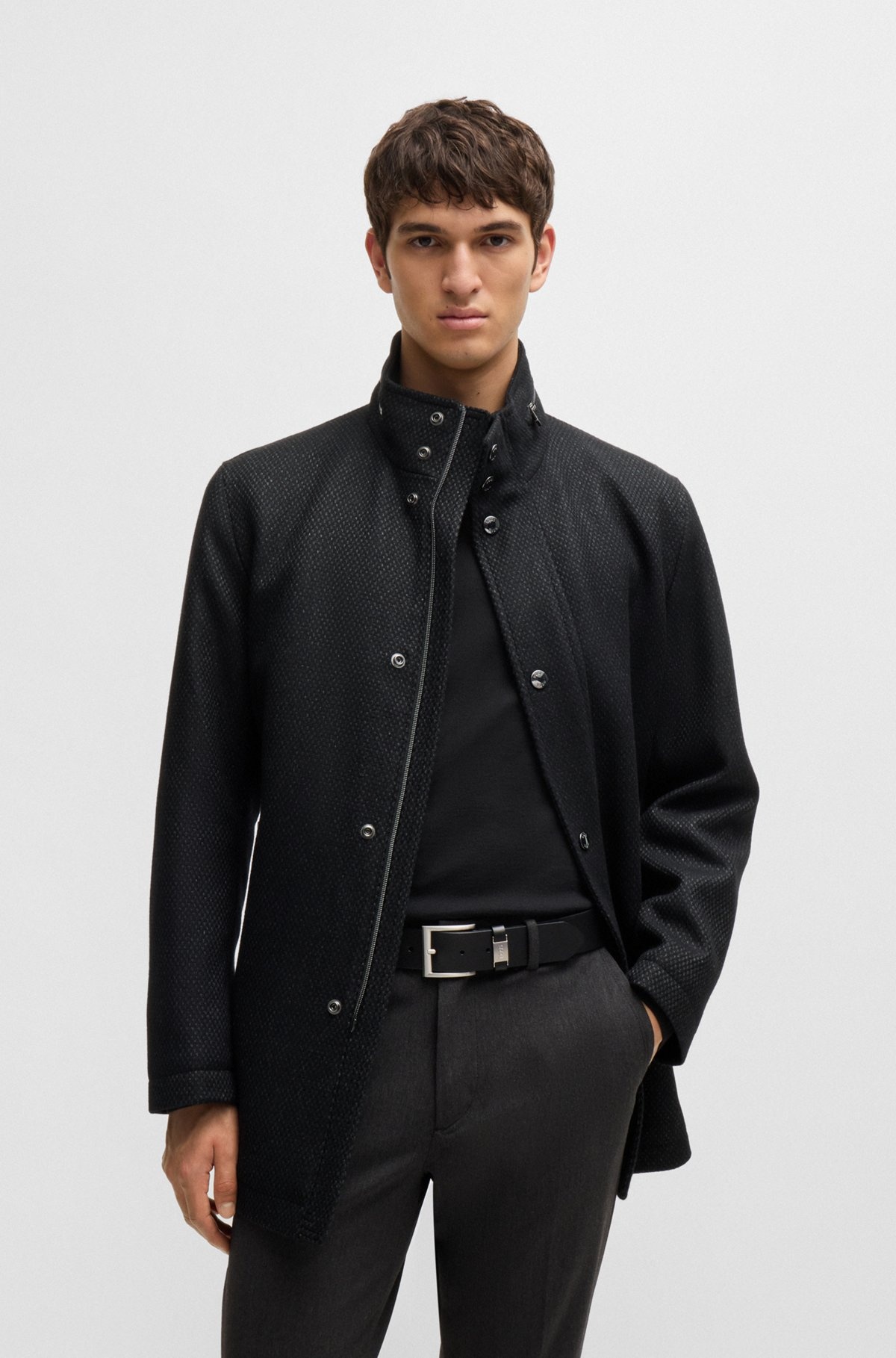 RELAXED-FIT COAT IN MICRO-PATTERNED WOOL - 2