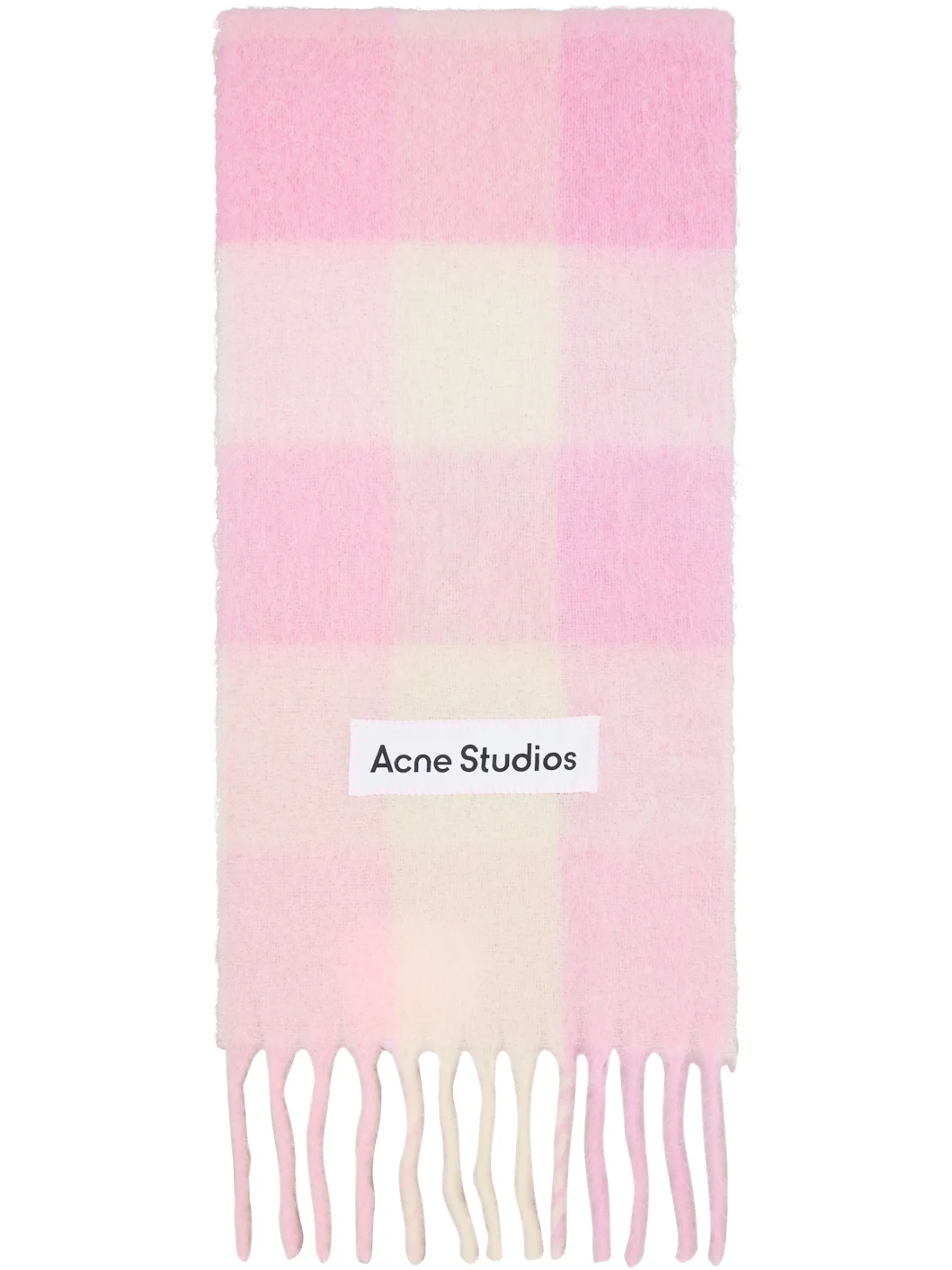 Pink Mohair Checked Scarf - 1