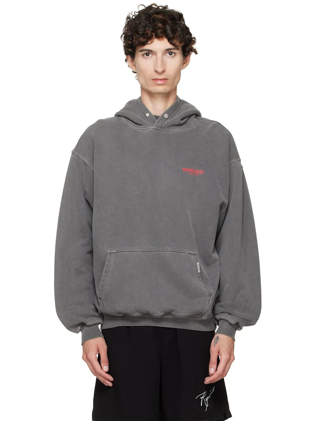 Gray Printed 'Owners Club' Hoodie - 1