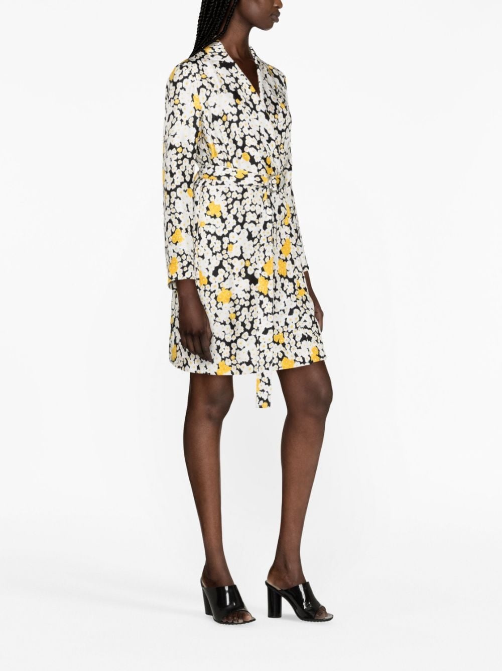 floral-print belted wrap dress - 4