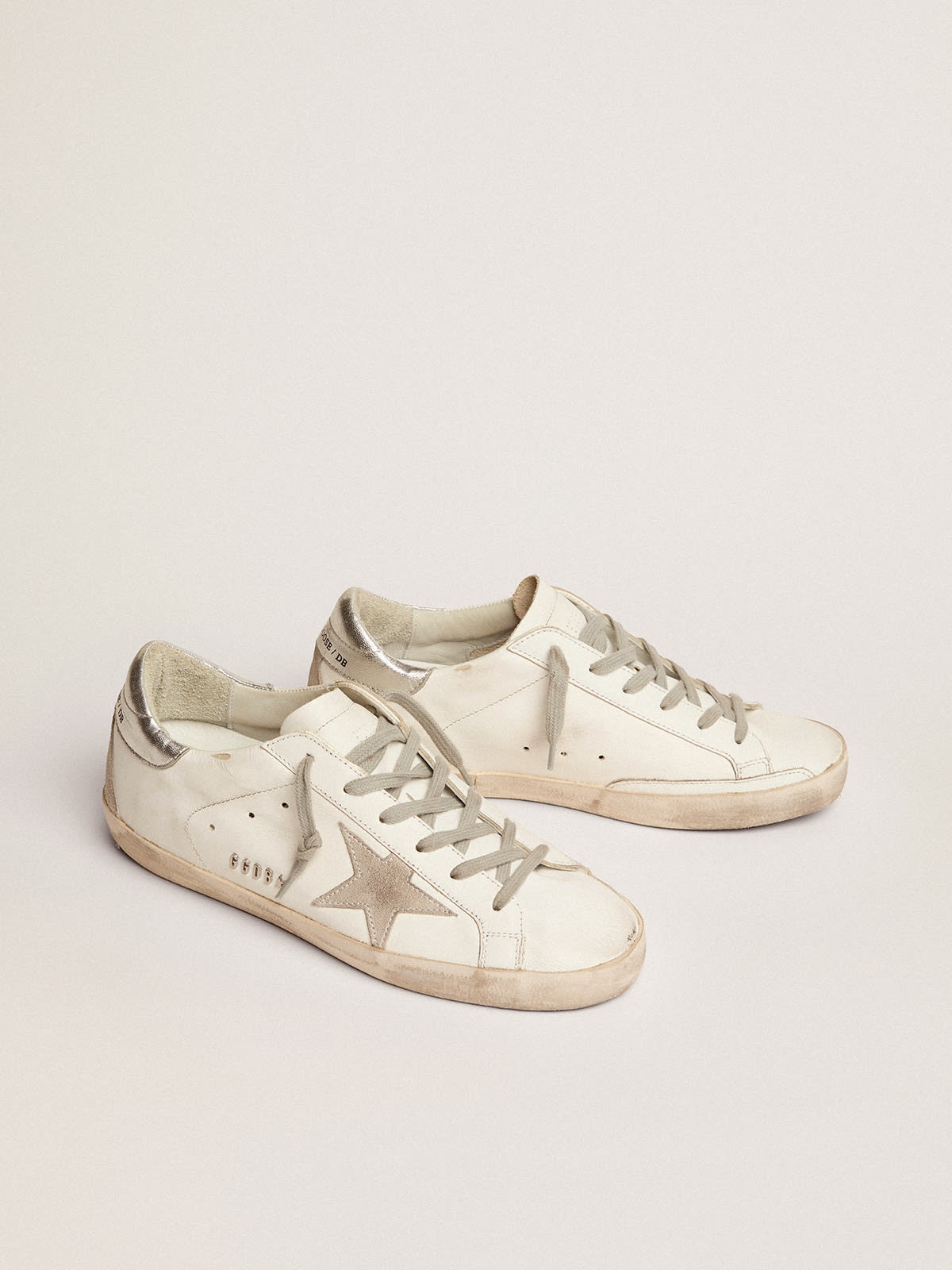 【GOLDEN 】Superstar Silver Tab Suede Sneakers/送料込み Golden Goose Super-Star with silver heel tab and metal stud