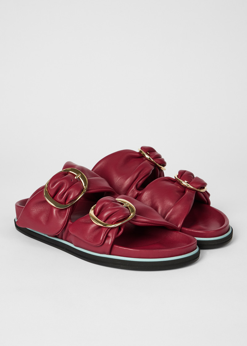 Women's Burgundy 'Camolin' Double Strap Mule Sandals 4