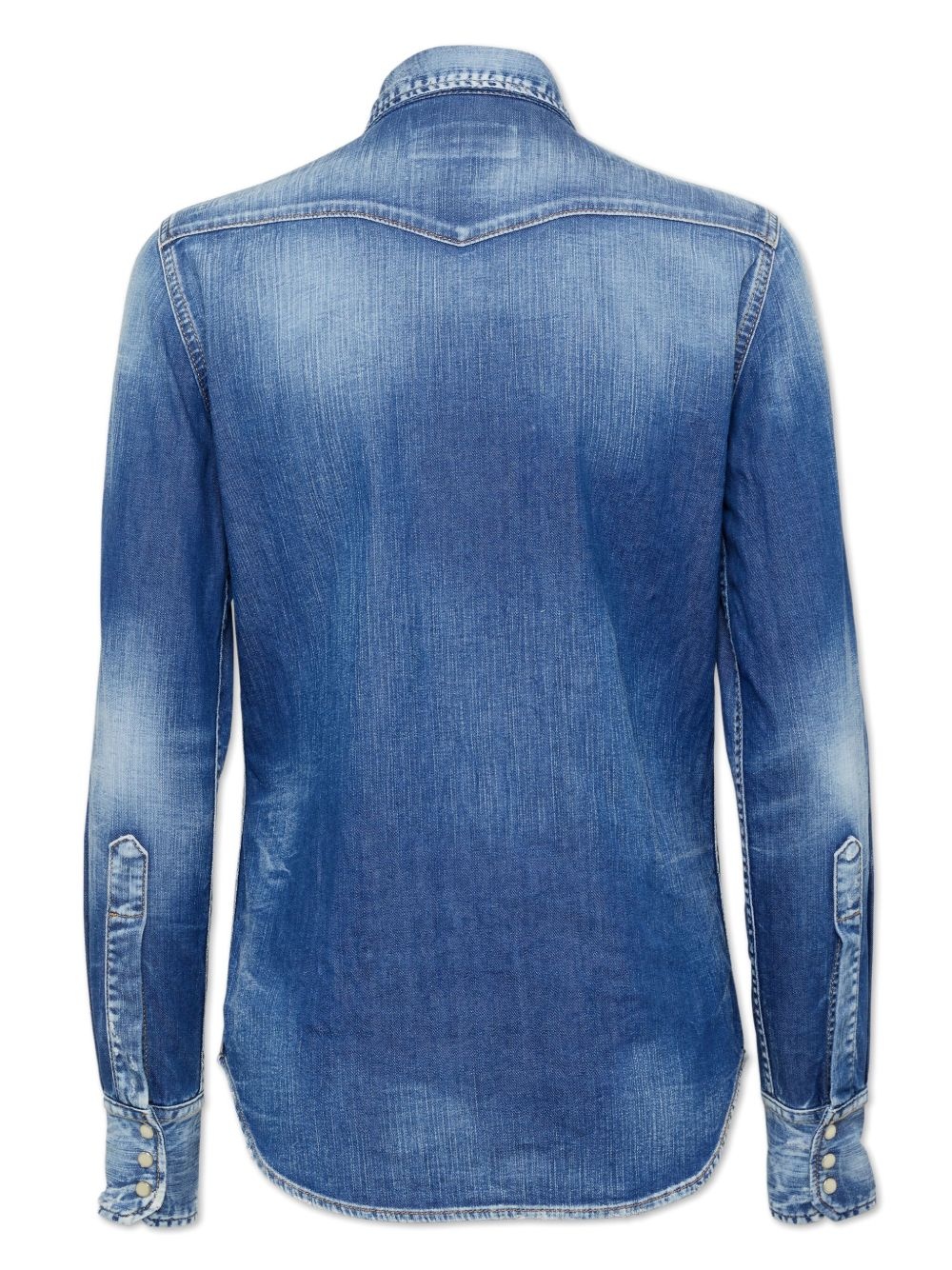 whiskering-effect denim shirt - 2