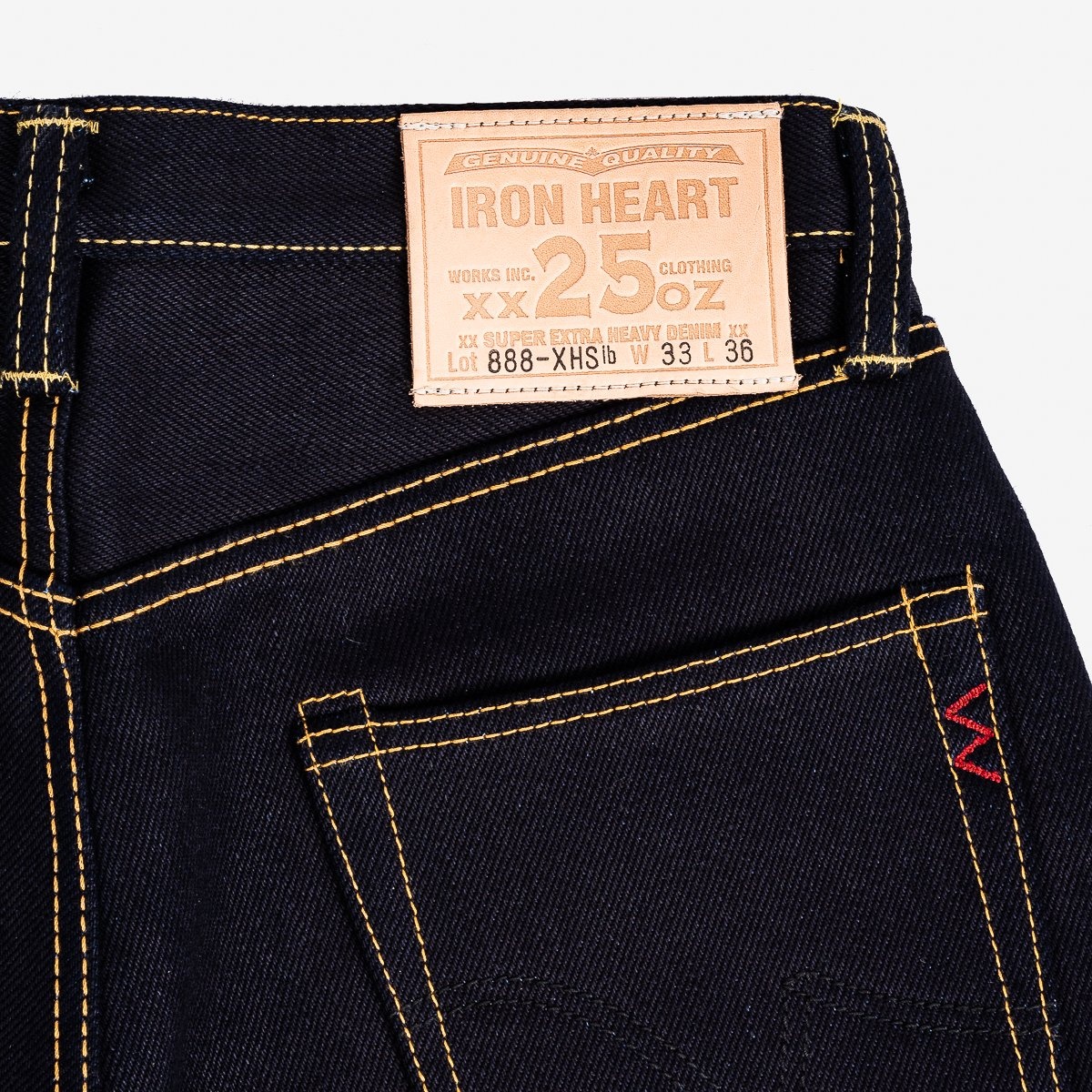 IH-888-XHSib 25oz Selvedge Denim Medium/High Rise Tapered Cut Jeans - Indigo/Black - 7