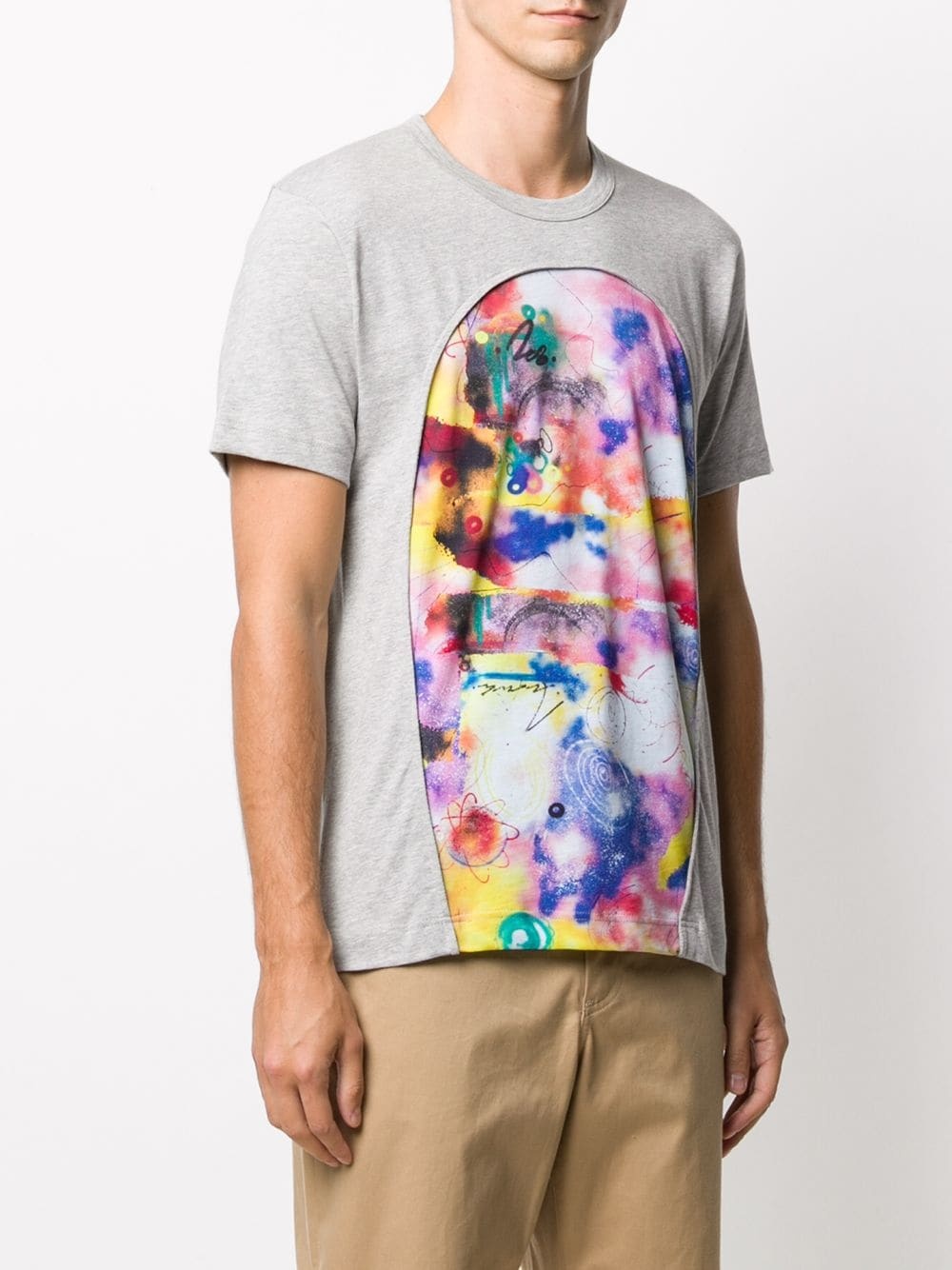 abstract-panelled coton T-shirt - 3