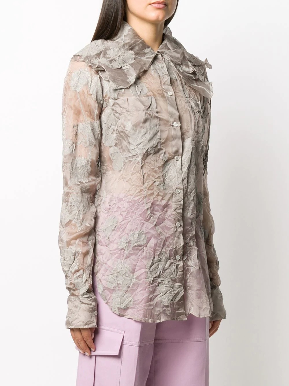 creased floral print shirt - 3