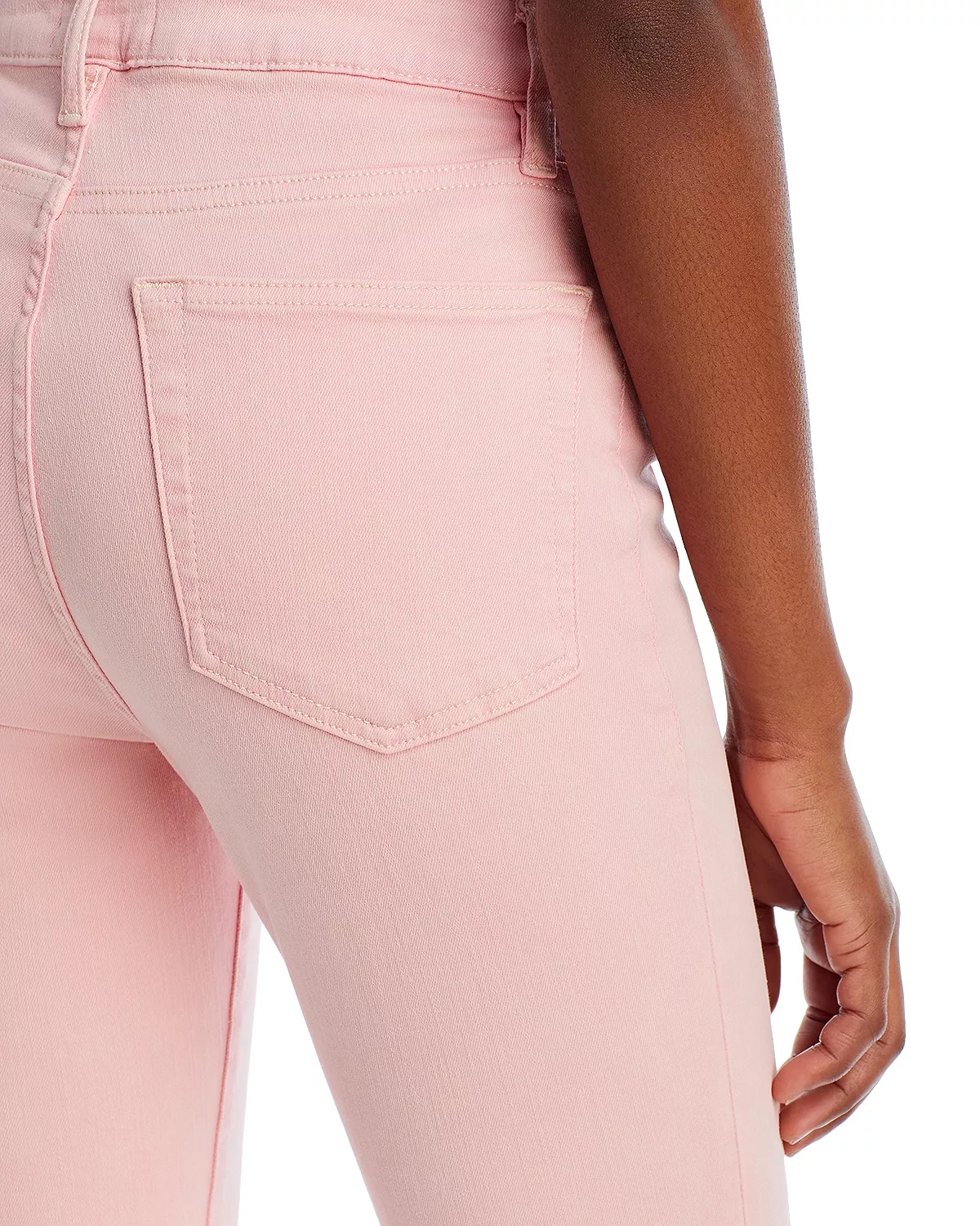 Le Crop High Rise Cropped Mini Bootcut Jeans in Washed Dusty Pink - 6