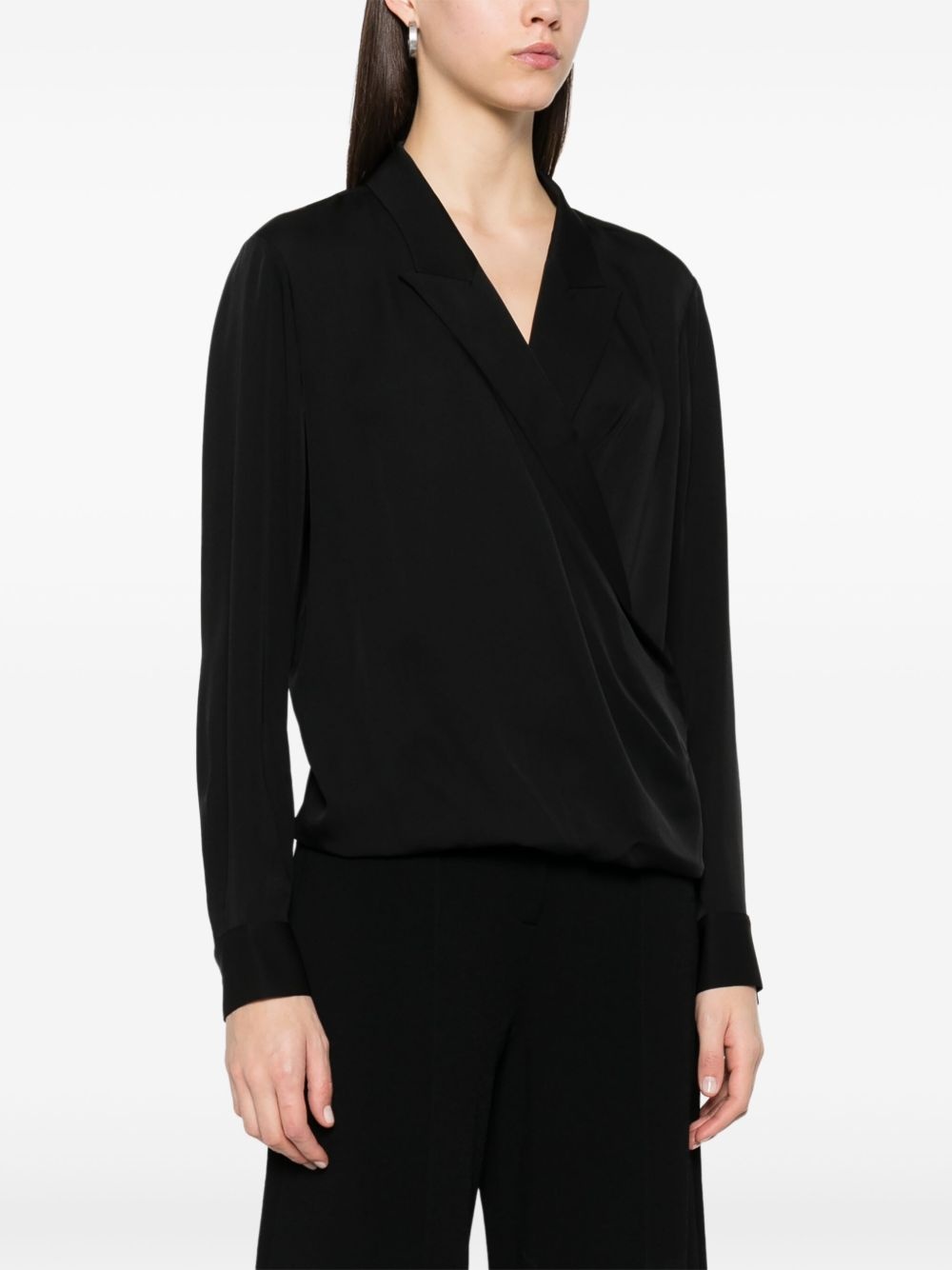 peak-lapel wrap blouse - 3