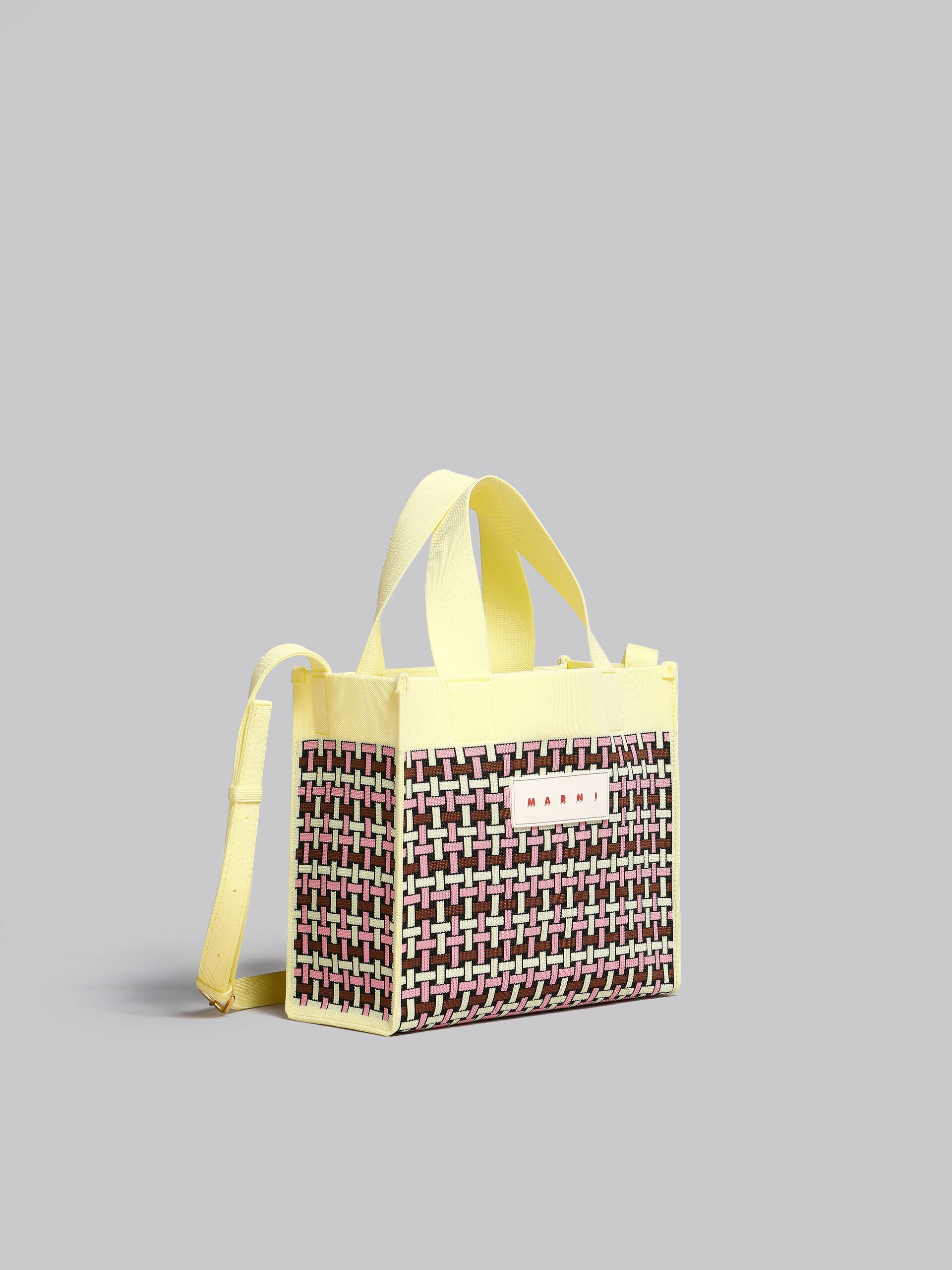 LIGHT YELLOW BROWN AND PINK JACQUARD SHOPPER - 6