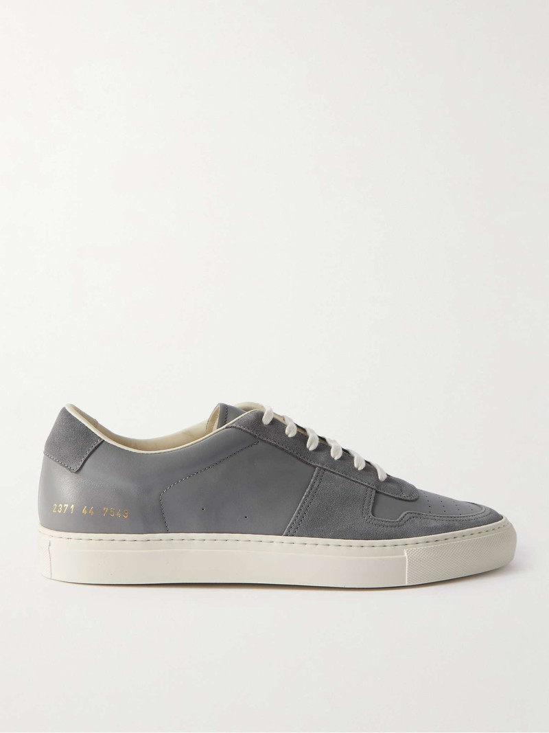 Bball Suede-Trimmed Leather Sneakers 1
