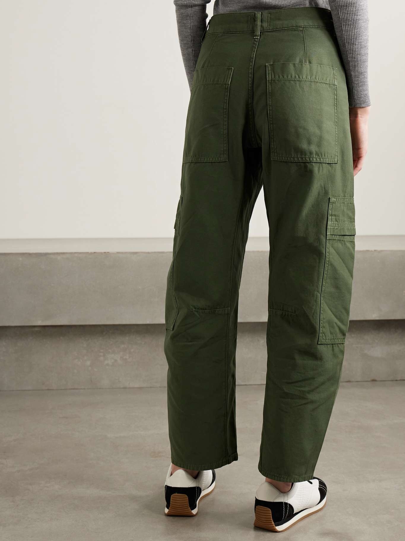 Marcelle cotton tapered cargo pants Army green - 3