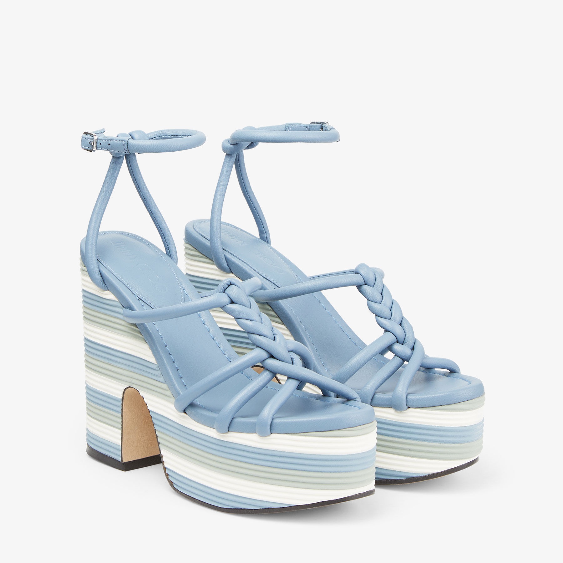 Clare Wedge 130
Smoky Blue Nappa Leather Wedge Sandals - 3
