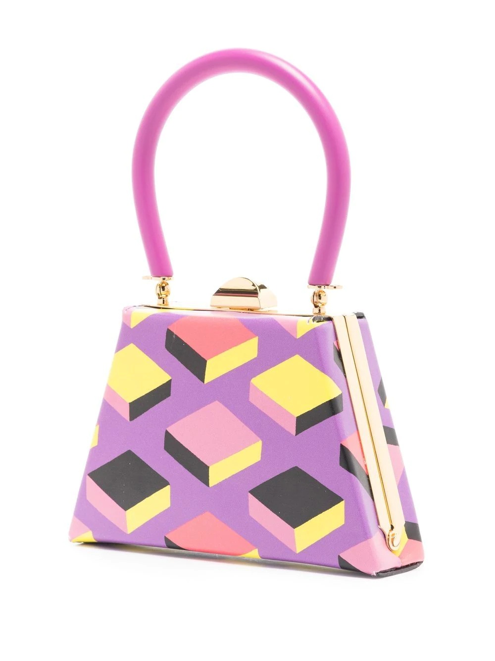 cube-print trapeze mini tote bag - 3