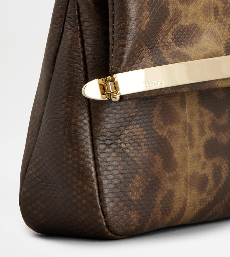 TOD'S MAGENTA BAG FLAP BAG IN REPTILE SMALL - BROWN 6