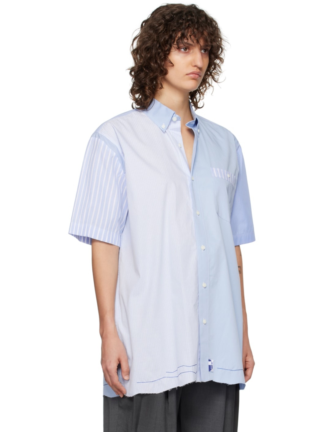 Blue Paneled Shirt - 2