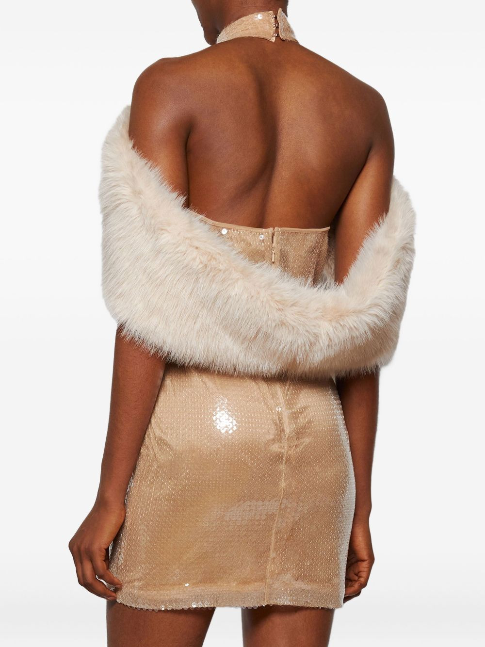 faux-fur sequin mini dress - 5