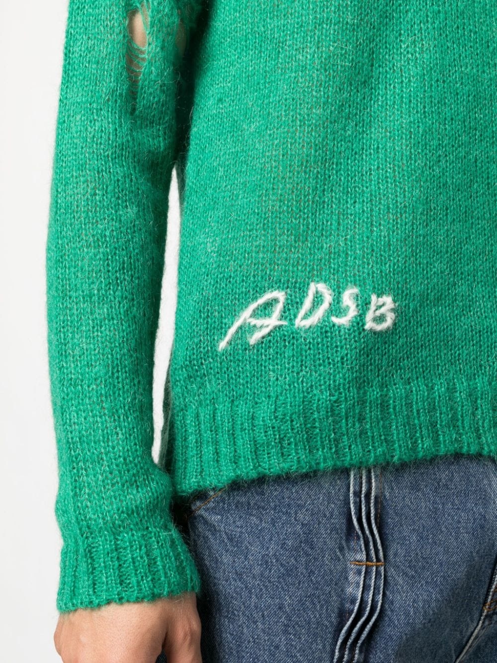 logo-embroidered distressed-finish jumper - 5
