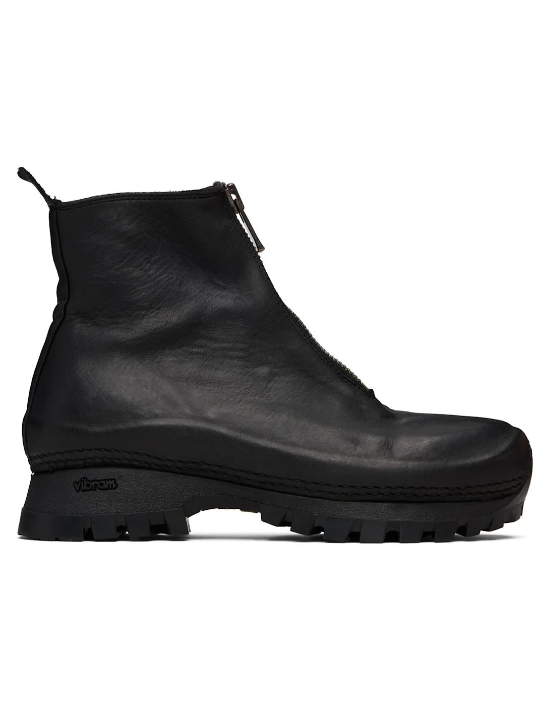 Black VS01 Leather Front Zip Ankle Boots - 1