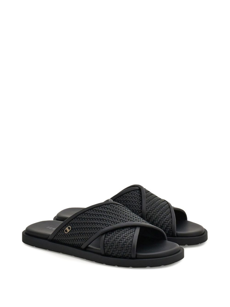 FERRAGAMO woven crossover Gancini sandals outlook