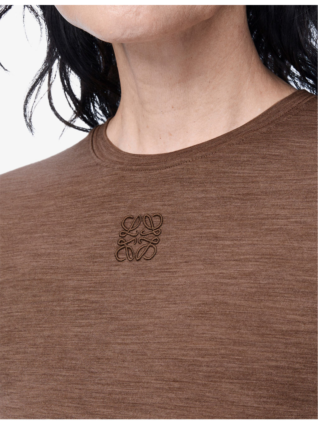 Anagram-Embroidered Long-Sleeve Wool-Blend Top - 5