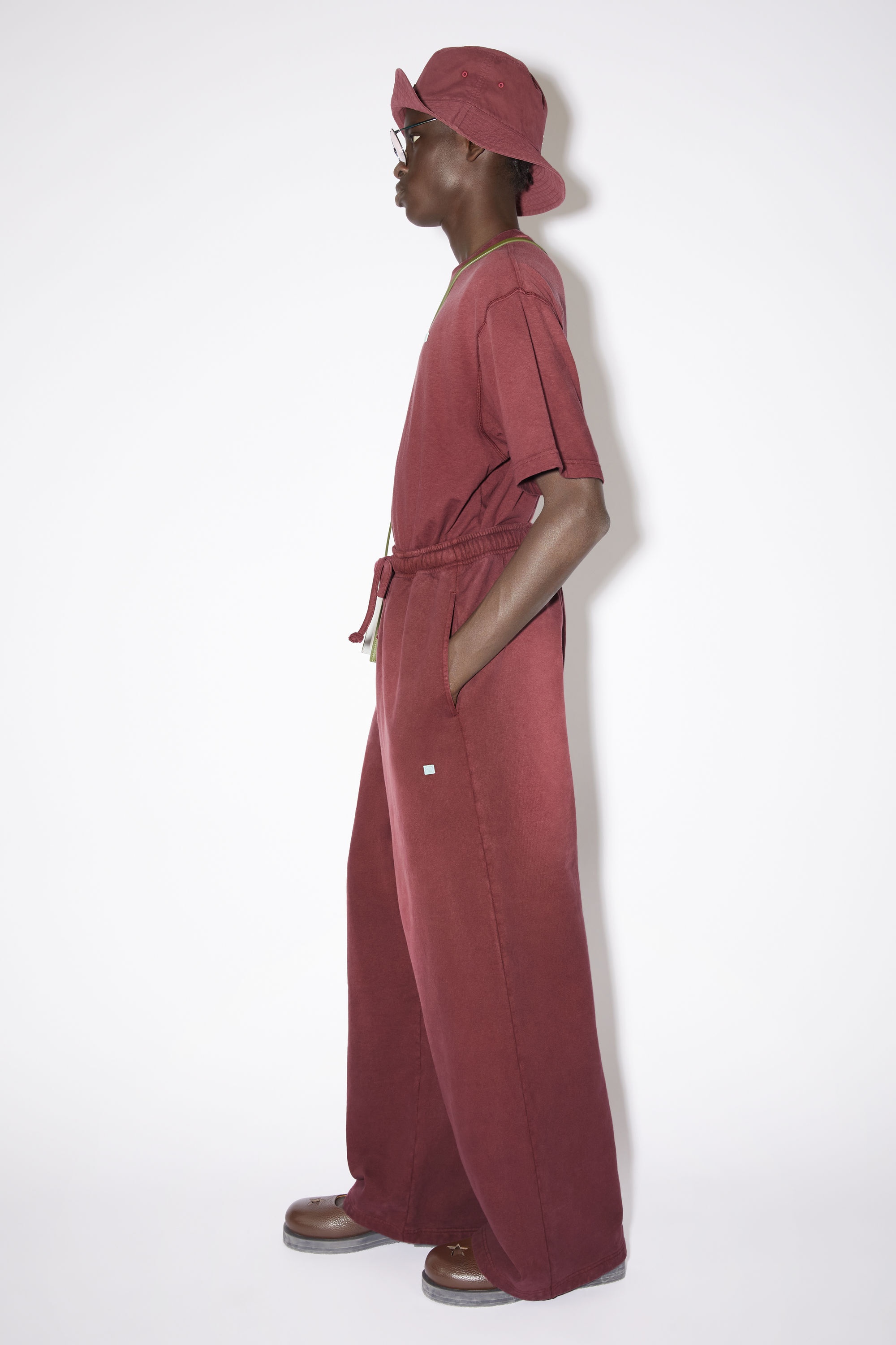 Fleece sweatpants - Wine red - 4