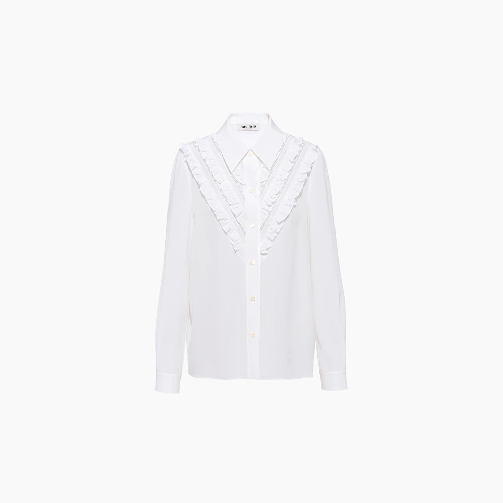 Crepe de chine and lace blouse - 1