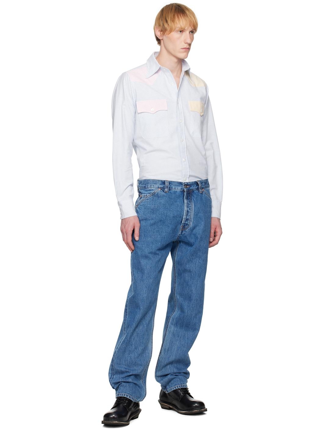 Blue Multi Stripe Western Fun Shirt - 5