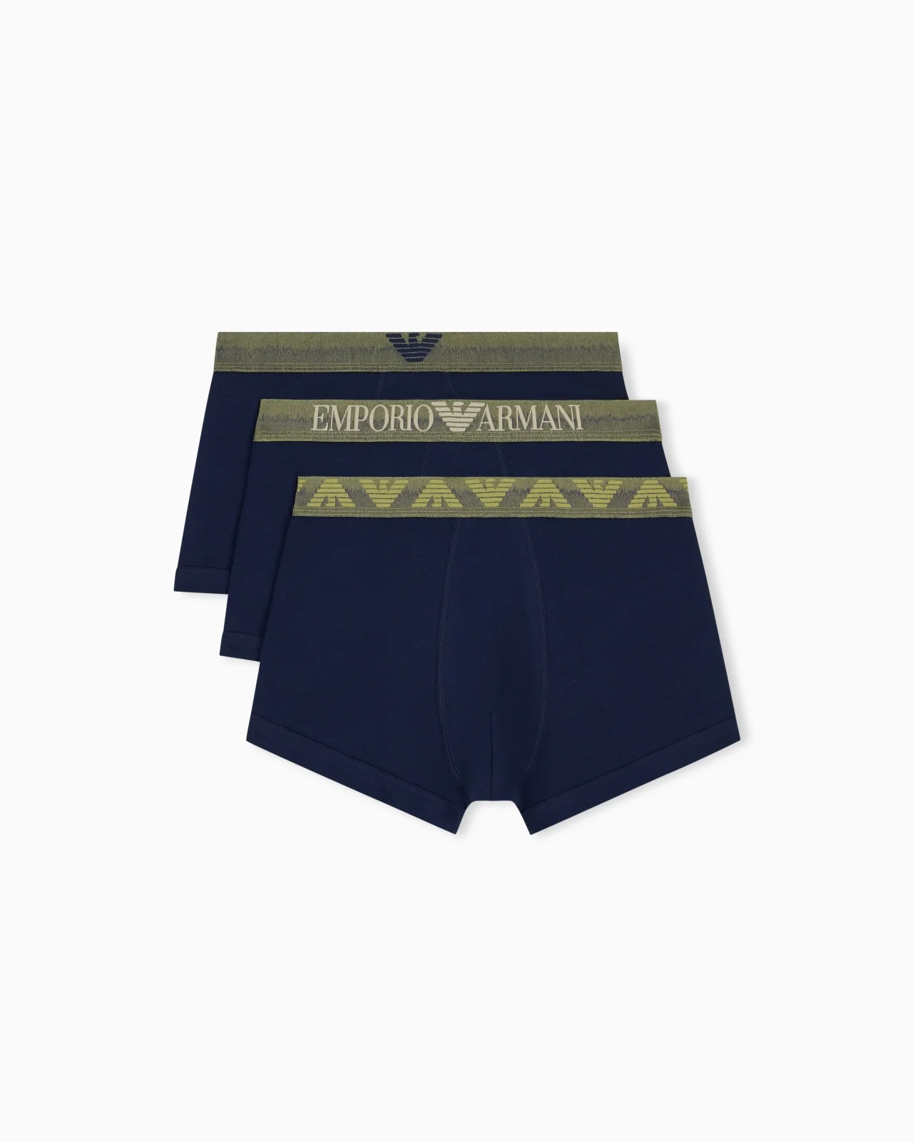 THREE-PACK OF COTTON JERSEY TRUNKS WITH SHINY LOGO WAISTBAND - 1