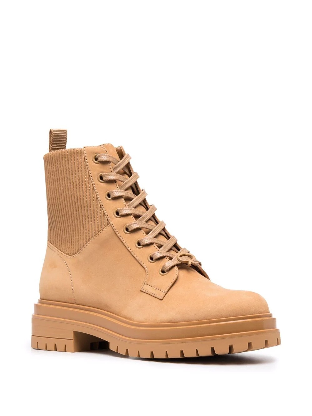 ribbed-panel lace-up boots - 2