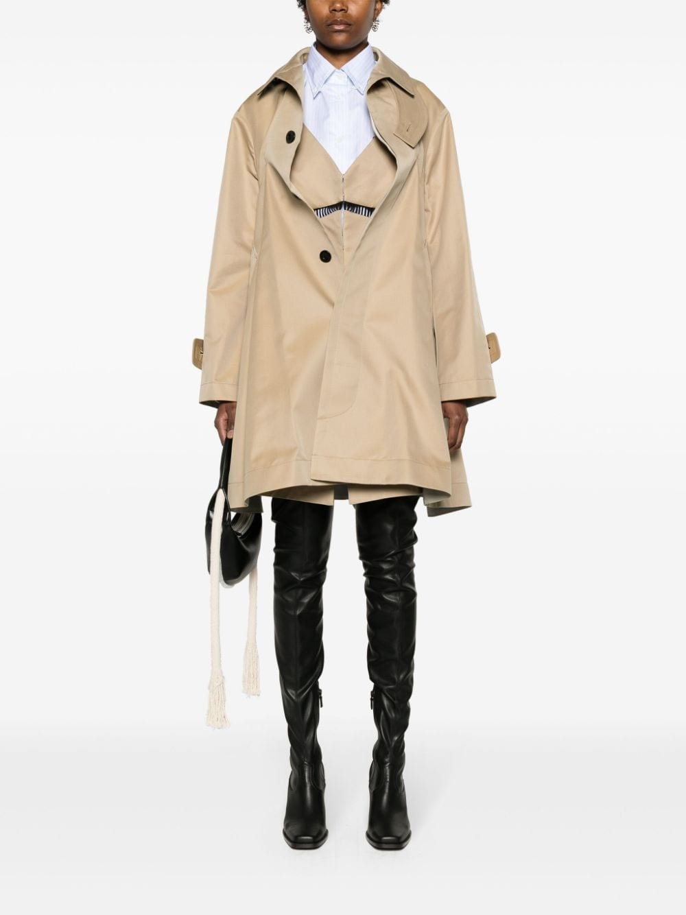 dress-underlayer pleated trench coat - 2