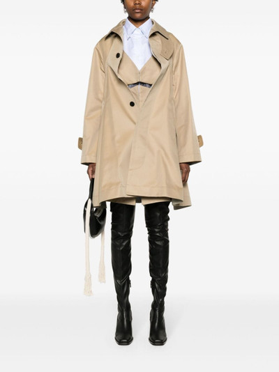 sacai dress-underlayer pleated trench coat outlook
