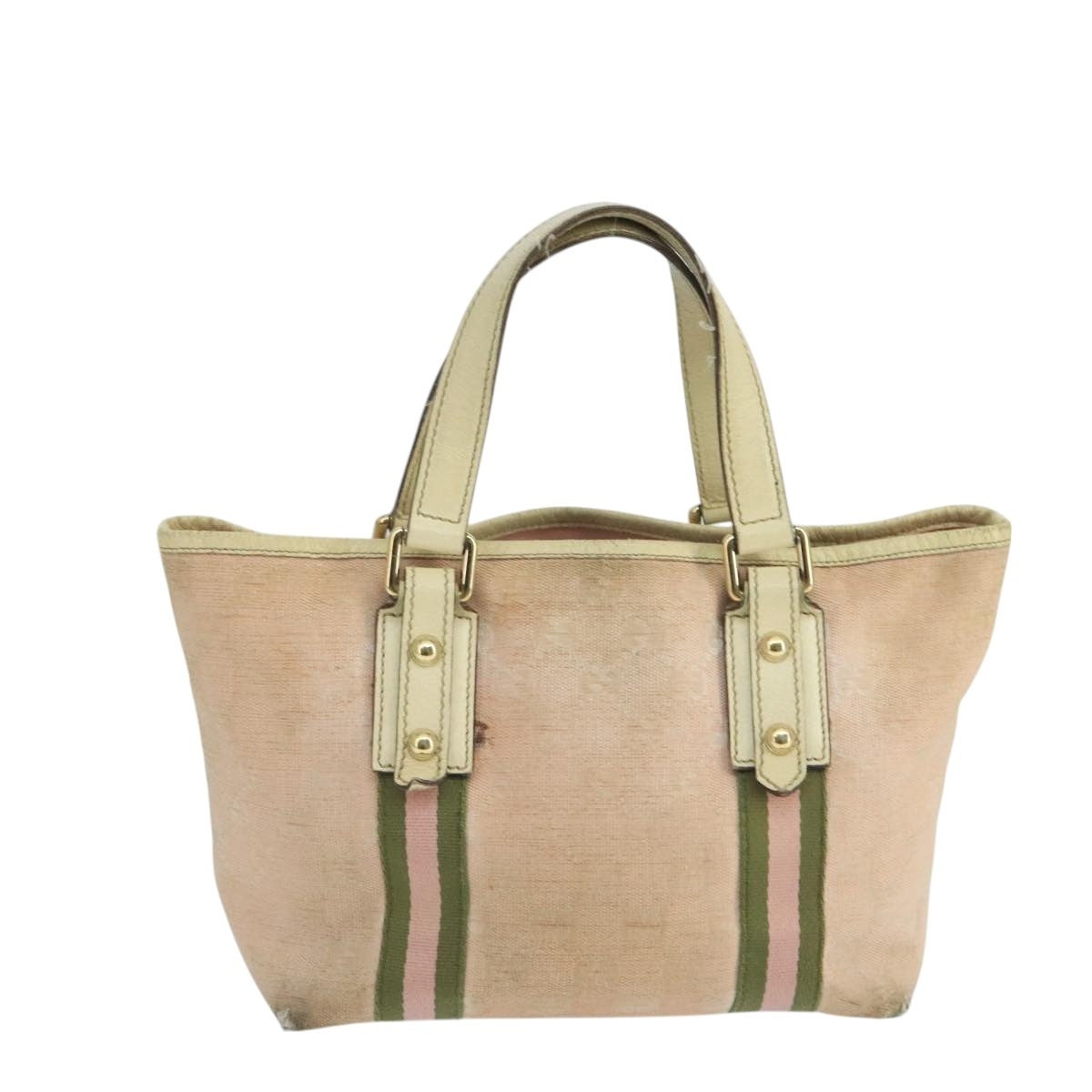 GUCCI GG Canvas Hand Bag Pink Cream Gold - 2