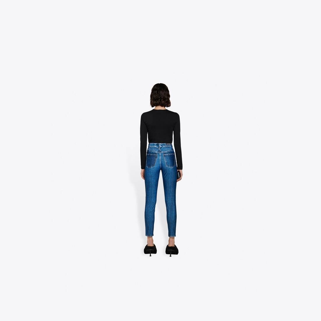 Women's Trompe-l'oeil Denim Leggings in Blue - 5